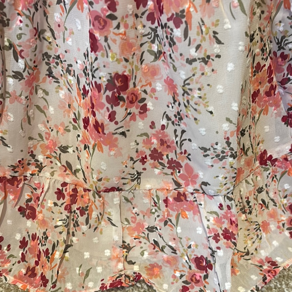 Floral Pink and White Kids Dress - Picture 3 of 4
